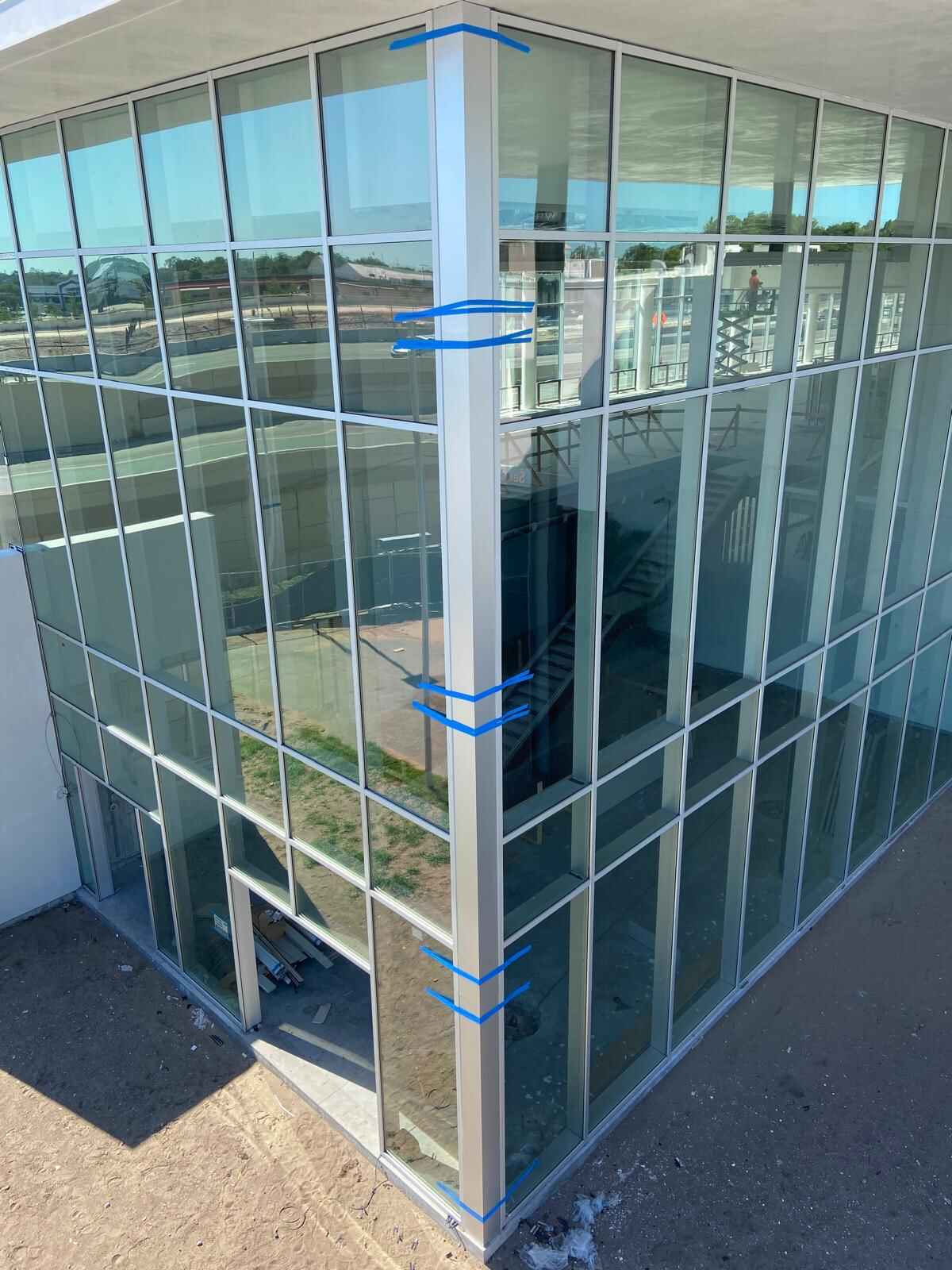 Glass partition and railing detail